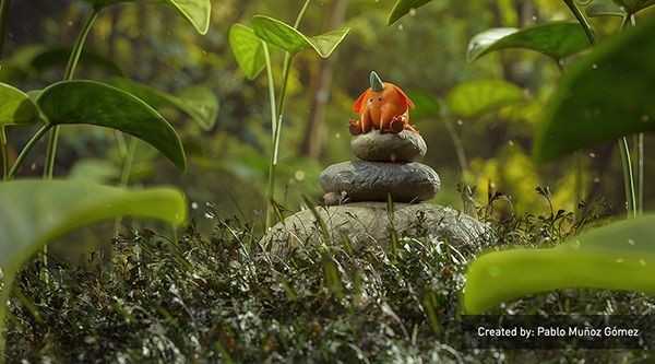 透過 GeForce RTX GPU 加速，以 ZBrush、Adobe Substance 3D Painter、Sampler 與 Marmoset Toolbag 4 創造可愛又迷人的奇幻生物