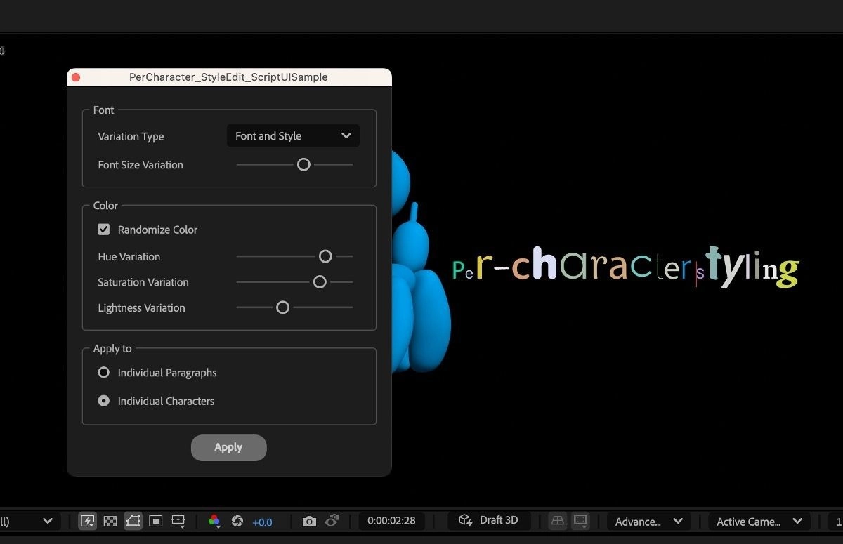 Adobe After Effects 24.3 小版本更新，使用者能自由為每個字元設定