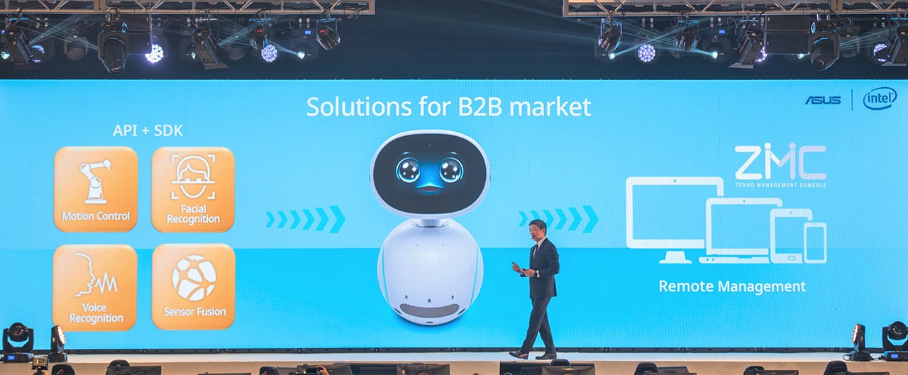 Zenbo Junior是華碩首款商務機器人，也是繼Zenbo家用機器人之後的另一新型態機器人應用平台。承襲了Zenbo的聽、說、動、看、學、表演