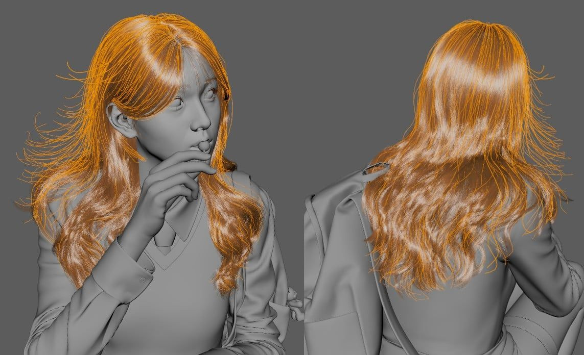 a maya viewport with xgen hair line