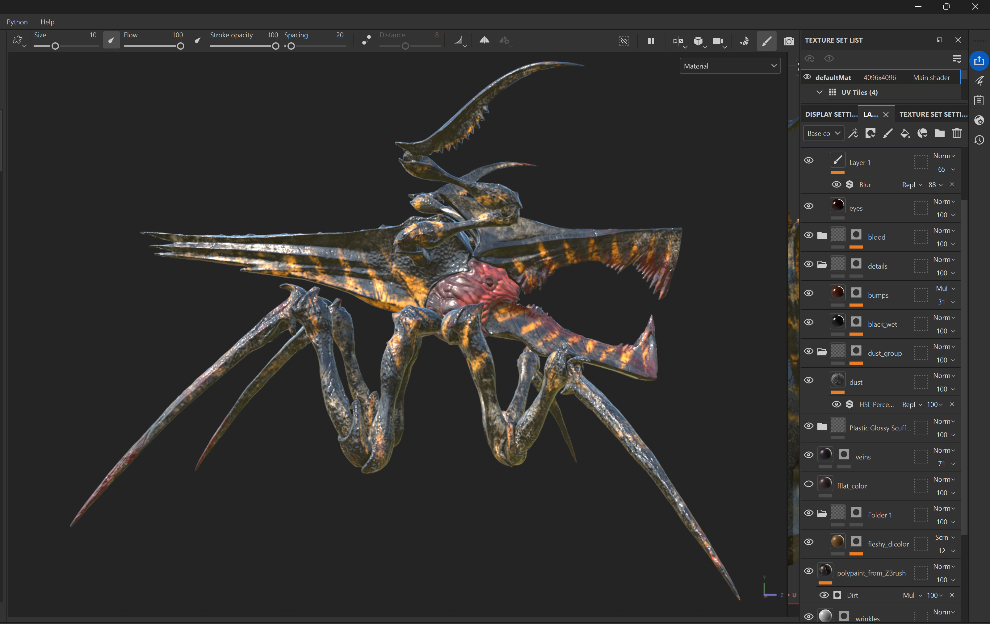 在 Substance 3D Painter 繪製材質效果。