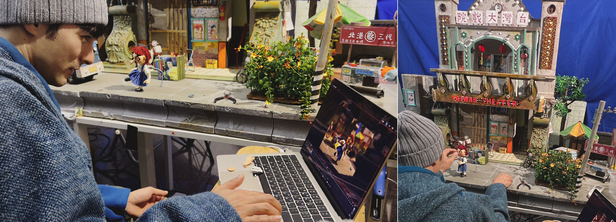 鳳小岳前往旋轉犀牛原創設計工作室見習，熟悉停格動畫的製作。
